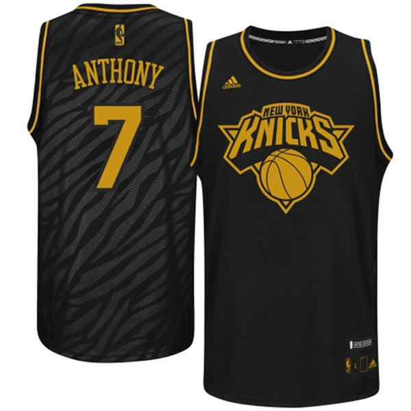 Men's  Knicks #7 Carmelo Anthony Precious Metals Black Jersey